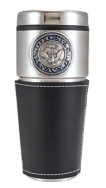 Navy Badge LWT Black 16 OZ SS Double Wall Tumbler