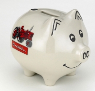 Case Piggy Bank White w/ Tractor