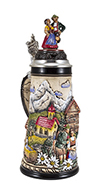 1.0L 3-D Alpine Chalet Stein w/Dancer Lid